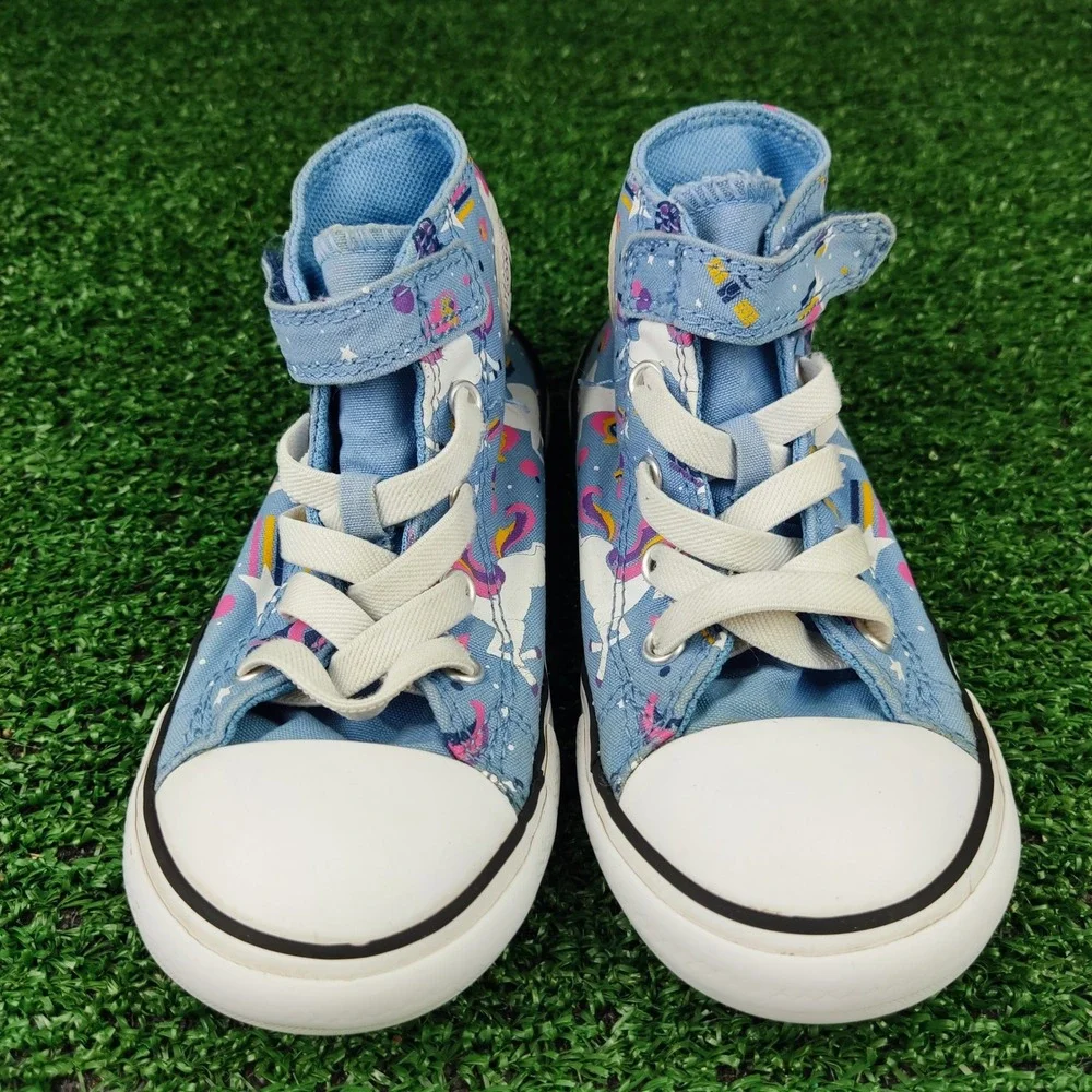 Converse Sneakers Kids 10 Blue Chuck Taylor All Star Unicorn High Top Hook Loop